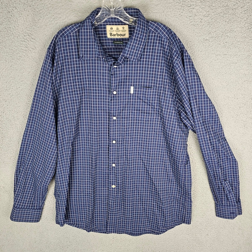 Barbour Button Down Shirt Mens XXL Blue Batley Performance MSH4721NY91